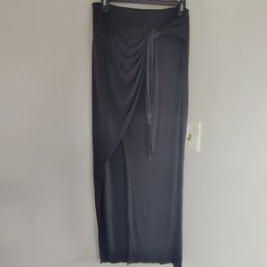 Express Wrap High Slit Midi Black Skirt M